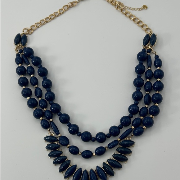 Fashion Jewelry Navy and Gold Beaded Necklace - Picture 6 of 16